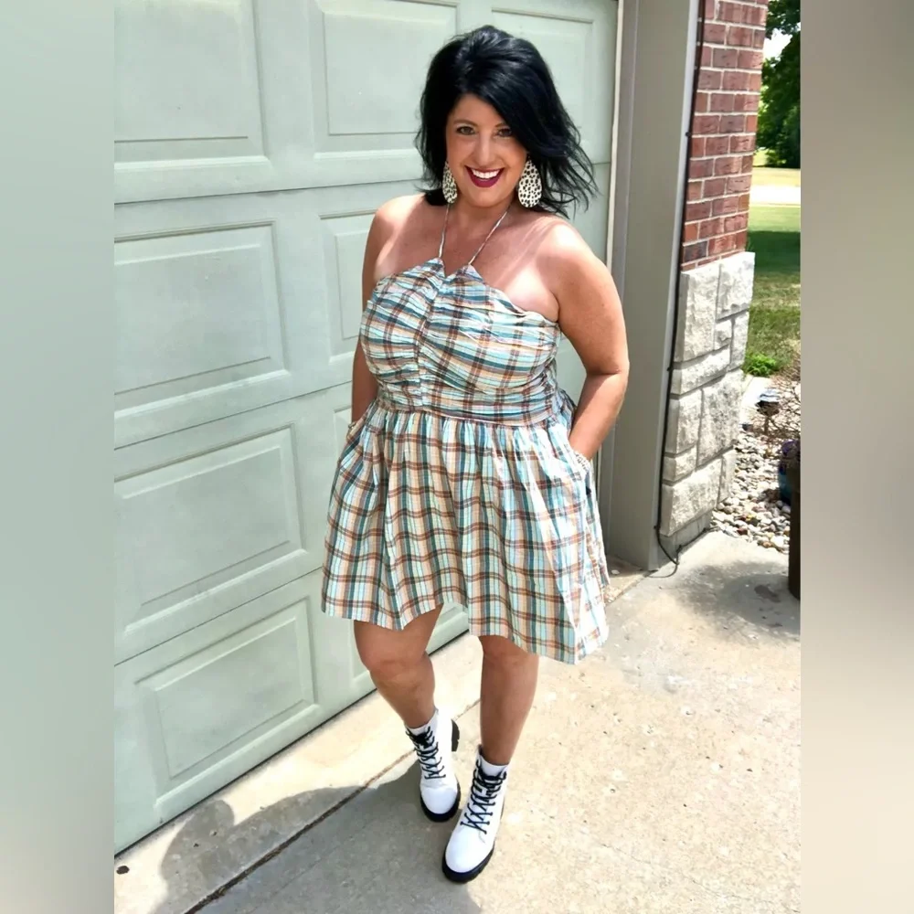 Nwt‎ American eagle Plaid Halter Dress